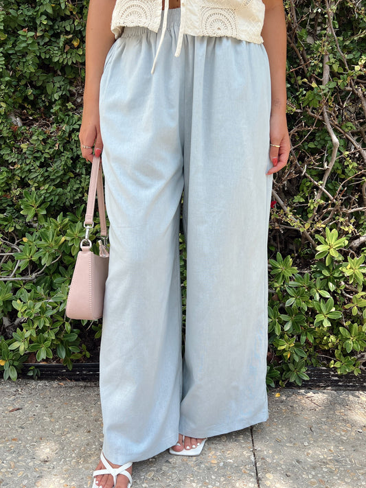 POWDER BLUE LINEN PANTS