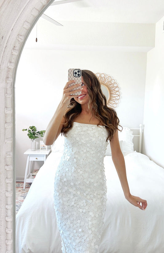 SEQUIN WHITE BODYCON DRESS