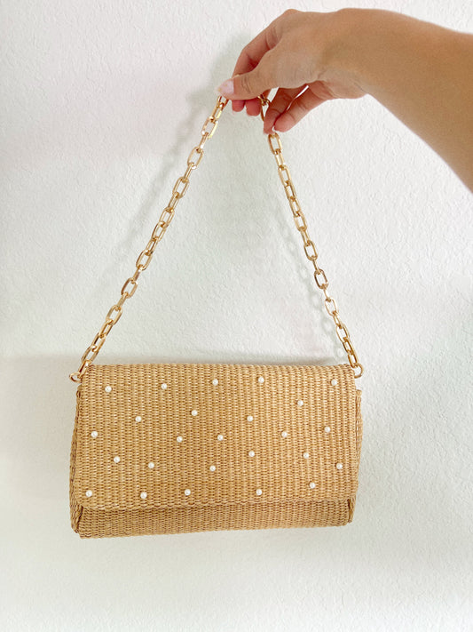 PEARL RATTAN SHOULDER BAG
